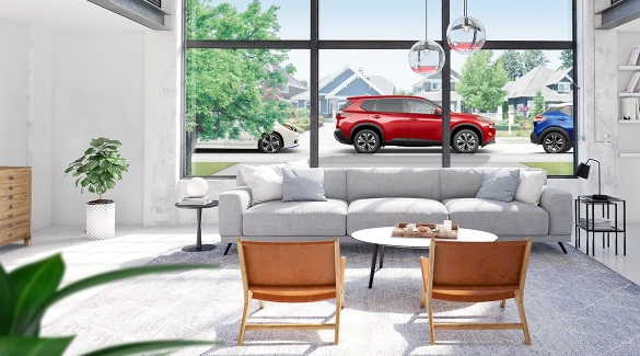 Nissan Shop At Home Showing Side Of Red Nissan Rogue