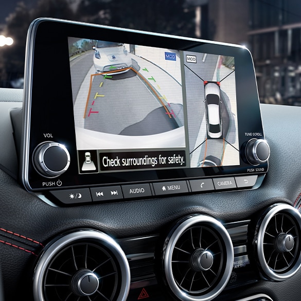 2024 Nissan Sentra touch-screen displaying Intelligent Around View Monitor.