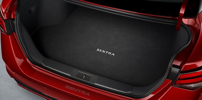 2024 Nissan Sentra top view of open trunk with large cargo space.